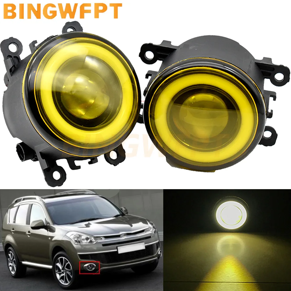 2Pcs For Citroen C3 FC_ Hatchback 2005 2010 LED Fog Light Angel Eye Daytime Running Lamp DRL H11