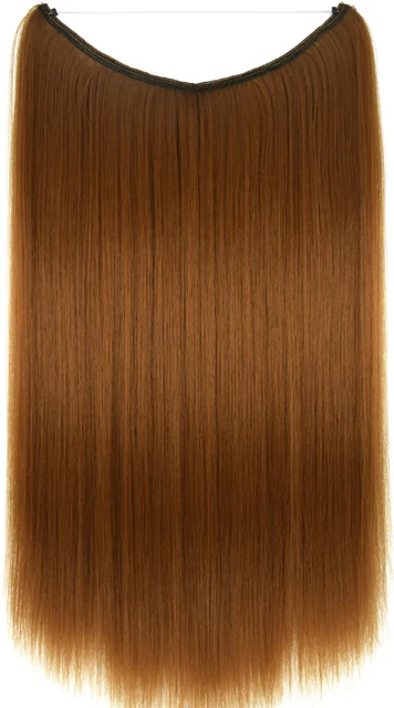 TOPREETY Heat Resistant Synthetic Hair 100gr Silky Straight Elasticity Invisible Wire Halo Hair Extensions 8006 30J