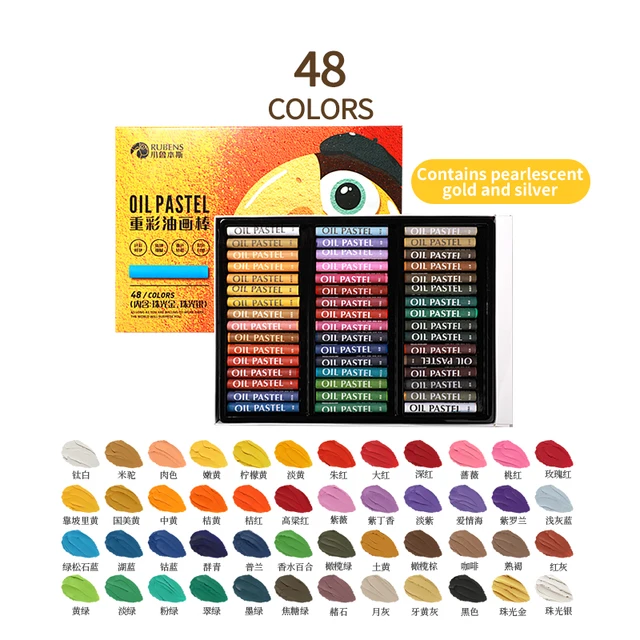 Paul Rubens Oil Pastel 12/18/24/36/48 Vibrant Colors Set for Kids Soft Easy To Use Safe and Non-toxic Children School Supplies 48 Color