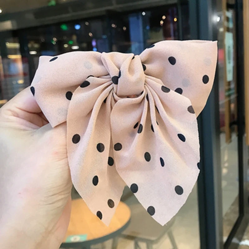Polka Dot Floral Print Hair Clips Girls Daisy Bow Hairpin Pastoral Retro Style Barrettes Big Bowknot Hairpin Hair Accessories wide headbands for women Hair Accessories