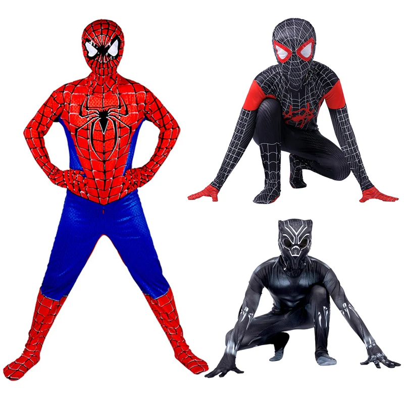 Осенняя одежда для мальчиков, боди, костюм для детей, Черная пантера, Человек-паук, карнавальный костюм, детский комбинезон, костюм на Хэллоуин, одежда для мальчиков
