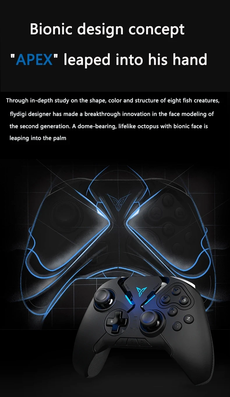 Flydigi Apex Series 2 Bluetooth-compatible Pubg Mobile MOBA Wireless Game Controller With Phone Holder Gamepad PC Android Tablet