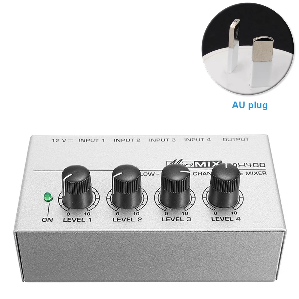 

MX400 Audio Mixer 4 Channel Sound Professional Portable Mono KTV With Power Adapter Ultra Compact DJ Mini Low Noise Karaoke