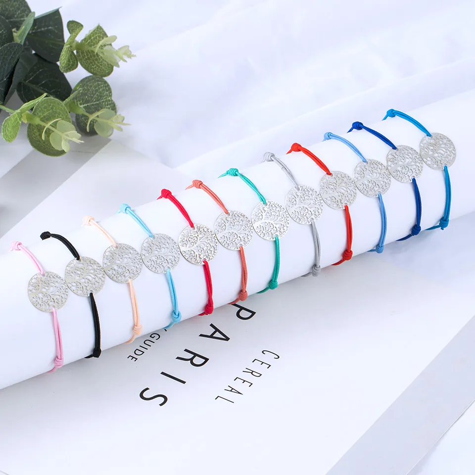 

Set Fashion Golden & silver life Tree String Braiding Bracelets for Women Charm Hollow Women's barcelet jewelry Accessories