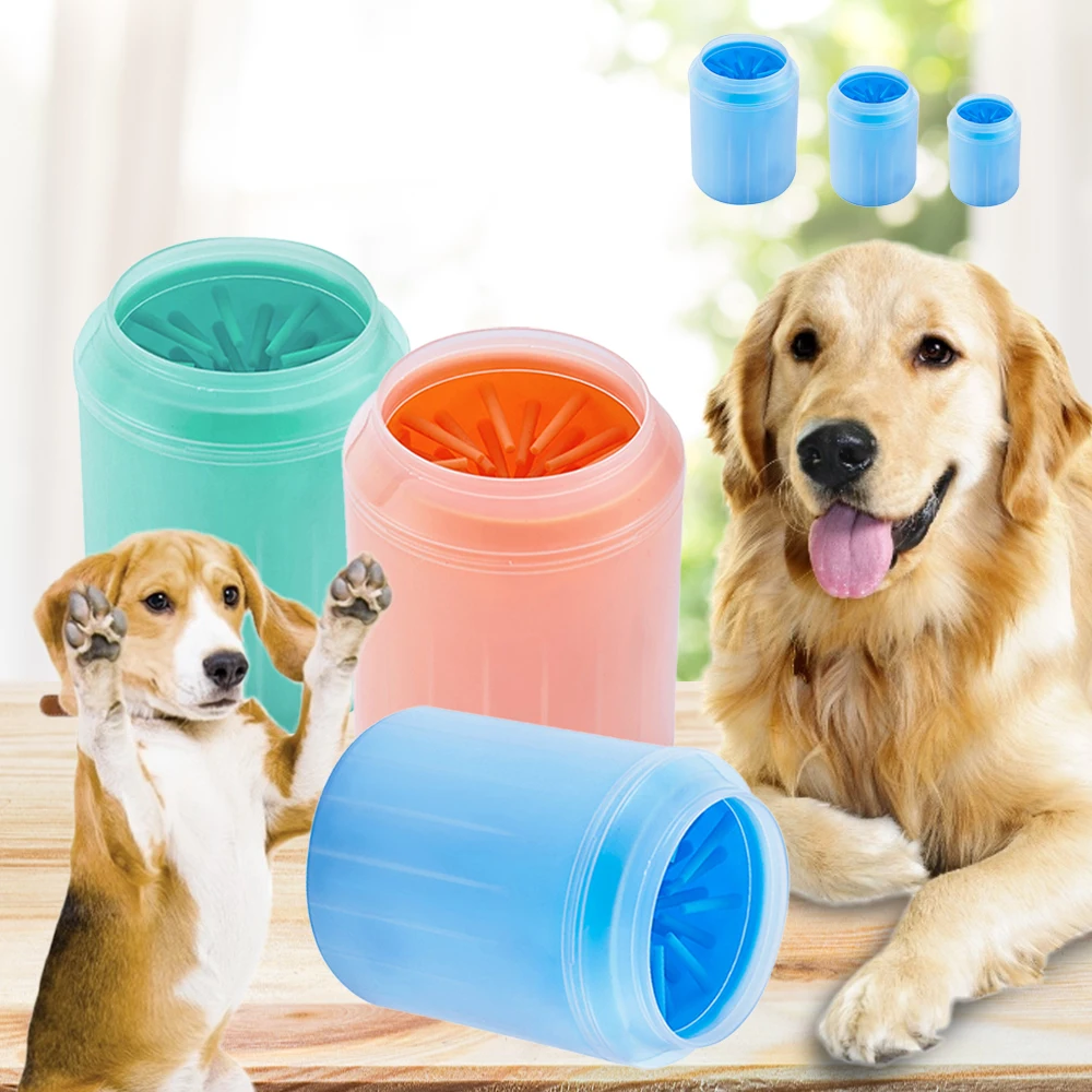 Silicone font b Pet b font Dog Foot Clean Cup Dogs Cats Soft Washing Brush Paw