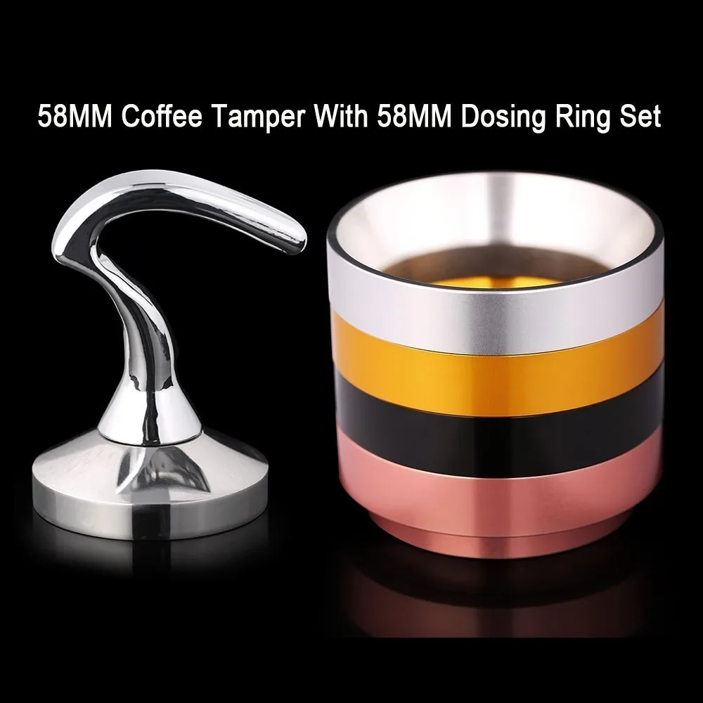 

Stainless Steel 58MM Tamper Grinder Coffee Espresso Tool Alumnium Dosing Ring Coffee Tamper Set For Espresso Coffee Maker Parts