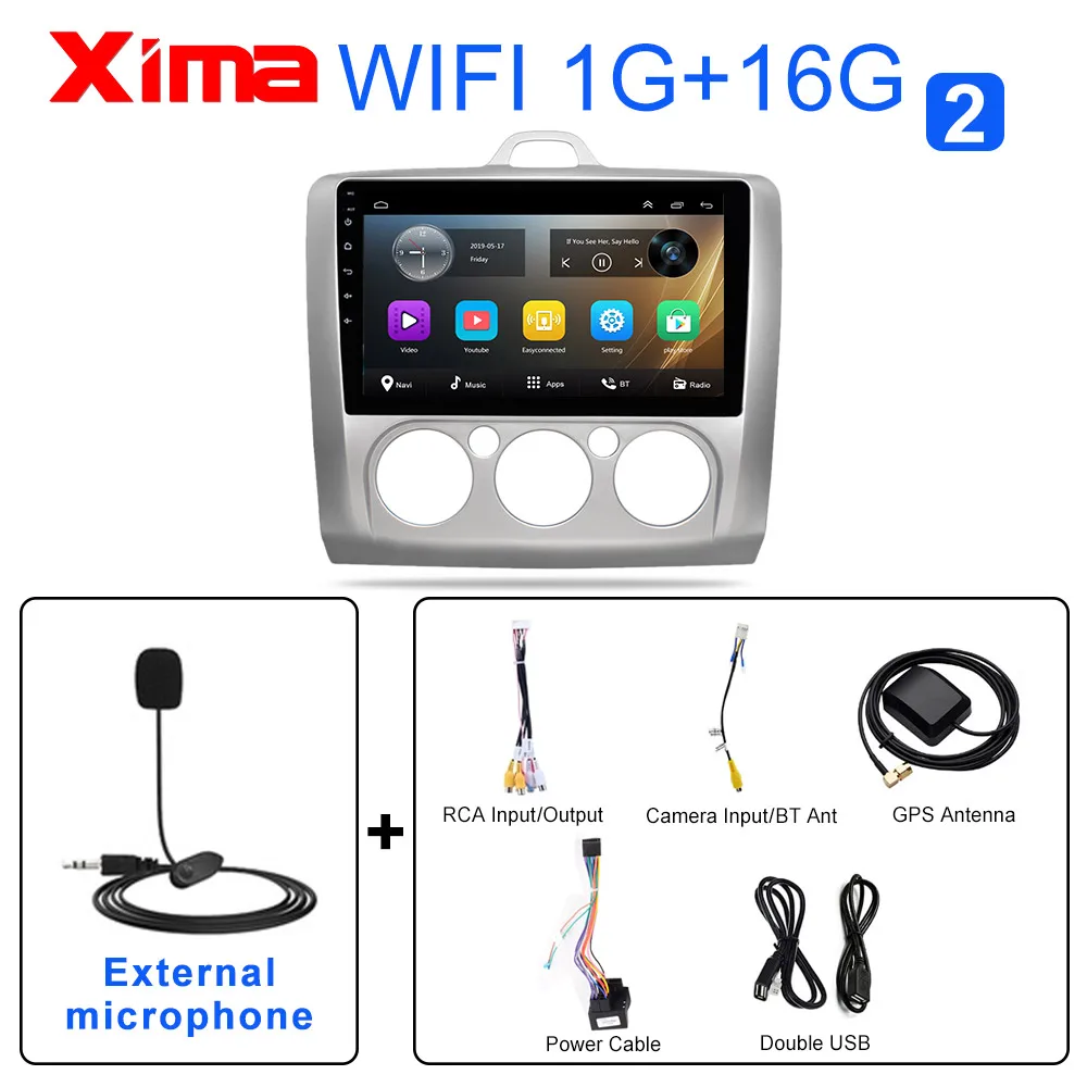 RAM 1G FC-S-MIC 9 дюймов Android 9,0 автомобильный Радио dvd-плеер для ford focus EXI MT 2 3 Mk2 2004 2005 2006 2007-2011 2Din gps мультимедийный плеер - Цвет: RAM 1G FC-S-MIC