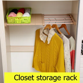 

Closet Adjustable Telescopic Storage Rack Wall-mounted Storage Rack Kitchen Shelf Closet Decoration Rack Saves Space