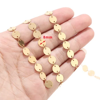

New Handmake 8MM gold tone Stainless Steel round charm link Chain for Braclets & necklace making