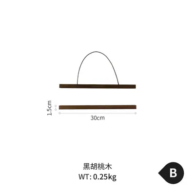 B-walnut 30cm Скандинавский стиль деревянные картины рамка магнитные Висячие плакаты в рамках фото настенная прищепка настенные картины украшения для стен - Цвет: B-walnut 30cm