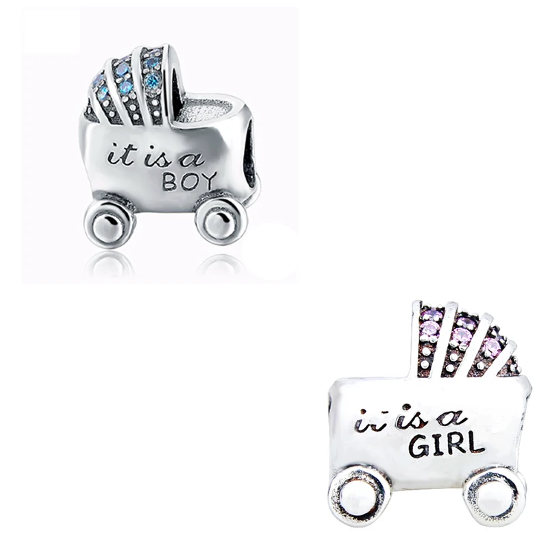 Strollgirl, новинка, 925 пробы, серебро, CZ, сделай сам, бусины, для маленьких мальчиков, карета, амулеты, серия, Подходит для Pandora, подарочные браслеты и ювелирные изделия