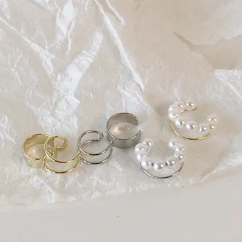 

Charms Gold Silver Color Small Circle Earcuff Pearl Ear Cuff Clip Earrings for Women Girl No Pierced Ears Fake Piercing Jewelry