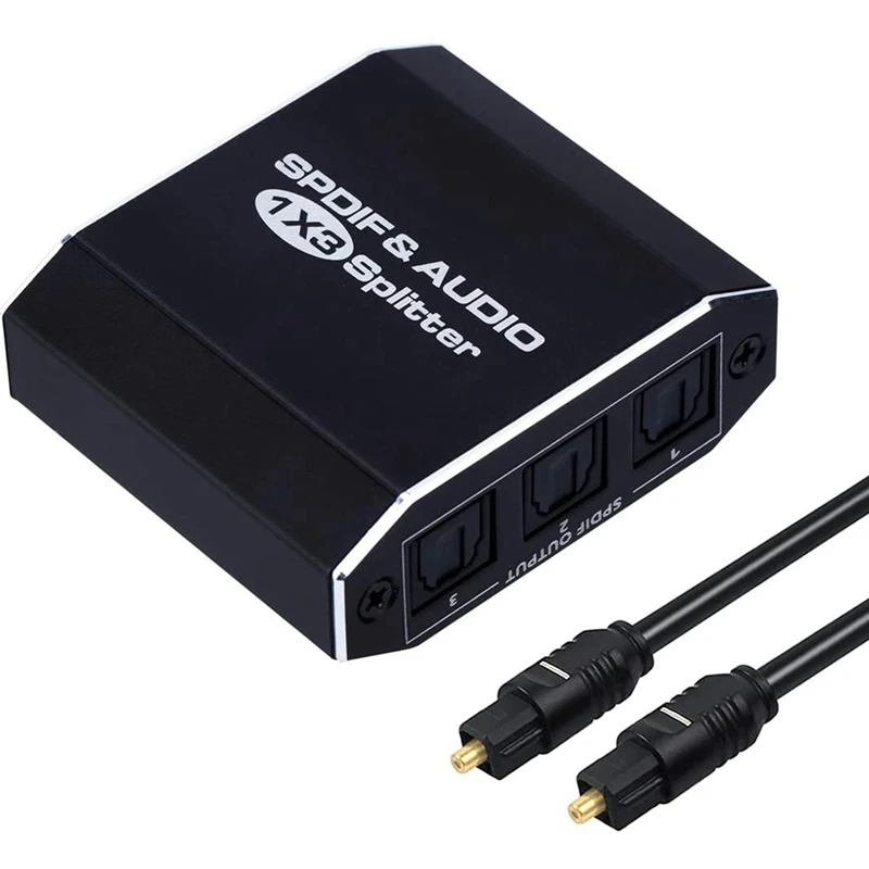 Digital Optical Audio Splitter 1X3, Spdif Toslink Optical Fiber Audio