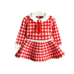 Красные топы с длинными рукавами и круглым вырезом для девочек + юбки трапециевидной формы комплекты одежды из 2 предметов модные