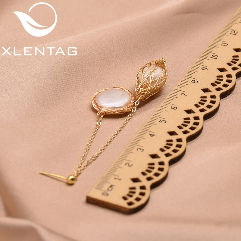 XlentAg оригинальные натуральные серьги с жемчугом в стиле барокко для женщин Свадебные украшения для помолвки Kolczyki GE0716