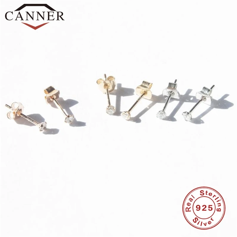 Pendientes de plata de ley 925 para mujer, Mini pendientes de tuerca de circón para mujer, aretes de oro 2020 simples ins, pendientes de oro rosa al por mayor
