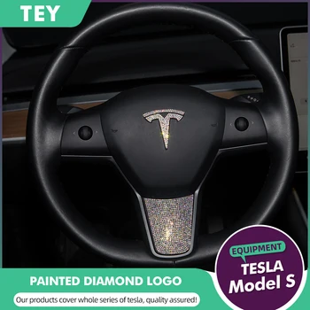 

Logo For Tesla Model 3 Model X Model S Model Y Steering Logo Accessories Hub Center Cover Sticker Crystal Style