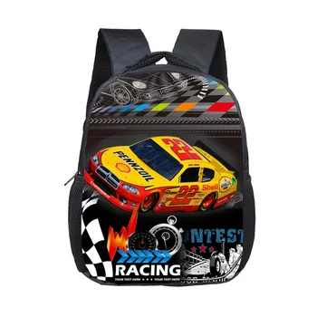 

12 inch Kids Racing Car Mochilas Adolescent Backpack Boys Girls School Bags Children Book Bag Kindergarten Mini Daily Backpack