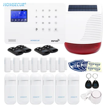 

HOMSECUR Wireless 3G WIFI Home Alarm System+Wireless Solar Outdoor Flash Siren PIR Motion Sensor Remote Control LA02-3G