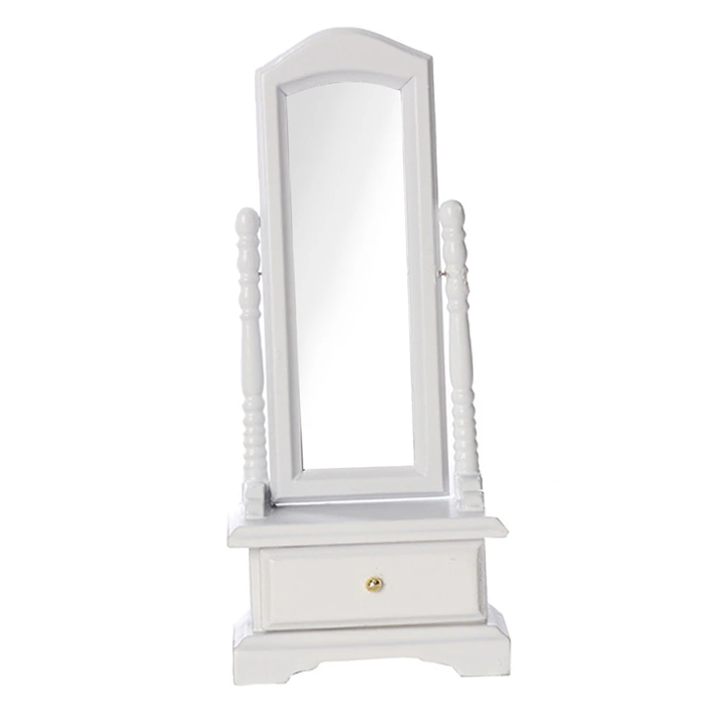 1:12 Scale Dolls House Birch Wooden Dressing Mirror Bathroom Decorative