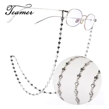 

Teamer Heart Glasses Chain Stainless Steel Sunglasses Chain Cord Holder Women Neck Strap Rope Anti-slip Reading Glasses Lanyards