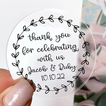 

100 3-7CM Custom Transparent Wedding Stickers,Clear label stickers,Personalized Name Sticker,logos, Eyelash sticker For Packing