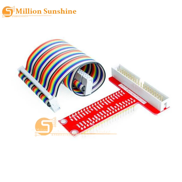 Удлинительная плата типа Т GPIO + 40-контактный Радужный кабель для Raspberry Pi 3