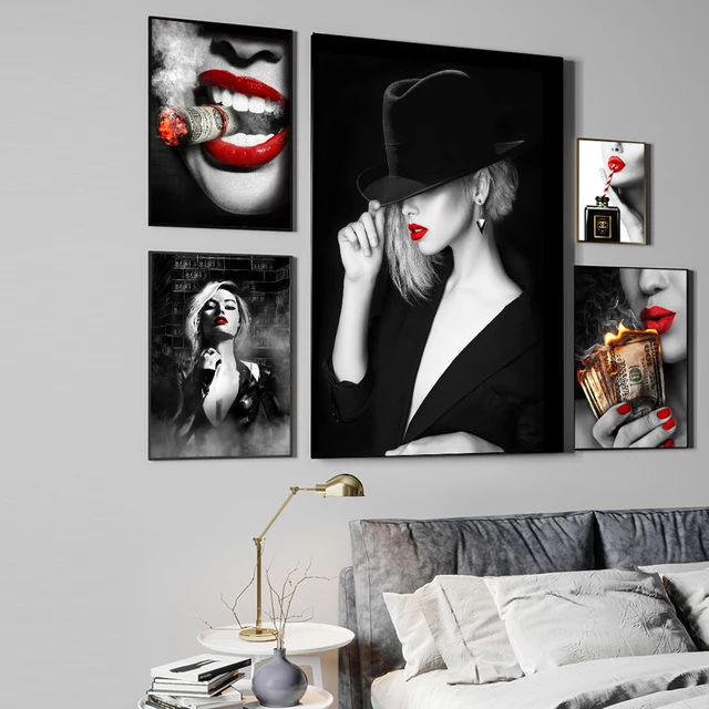 Sexy African Woman Lips Canvas Art Posters And Prints Money
