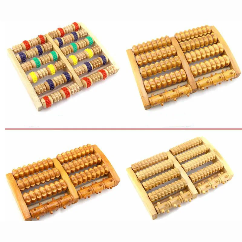 Деревянный массажер для ног, высококачественный деревянный пятирядный Массажер для снятия стресса, расслабляющий массажный ролик, инструмент для массажа здоровья