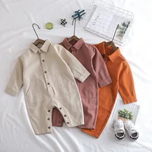 Комбинезон в Корейском стиле для девочек и мальчиков, осенние модные длинные штаны для детей 1-4 лет