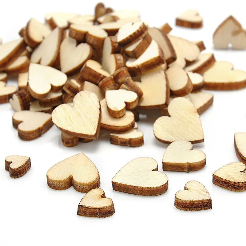 

100PCS Rustic Wood MINI Love Heart Wedding Table Scatter Decoration Crafts DIY