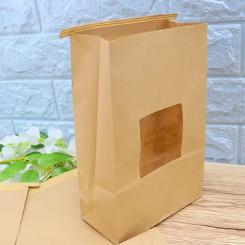 

50pcs Sealing Bag Durable Kraft Paper Self-sealing Practical Free-standing Sealing Bag for Grain Nuts
