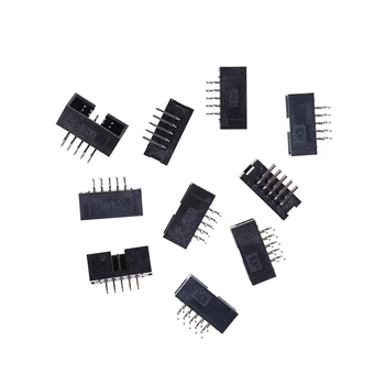 

DC3 10 Pin 2x5Pin Right Angle Double Row Pitch 2.54mm Double-spaced Pin Male IDC Socket Box Header Connector 10pcs