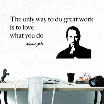

Motivational Stickers great work Steve Jobs Quote Cartoon Wall Decals For Office Room Wall Sticker Living Room Vinyl Wall Decor