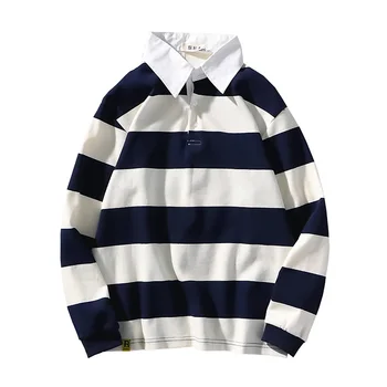

Men Hoodie Customized Autumn Mounted Couple Hat-collar Male Striped Long-sleeve Lapel T-shirt Loose Stylish Korean Style GG50wy