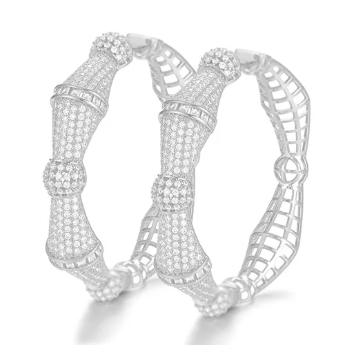Silver SisCathy модные ювелирные изделия Роскошные массивные большие круглые серьги для женщин модные 3 тона кубический циркон CZ Дубай Свадебные серьги - Окраска металла: Silver