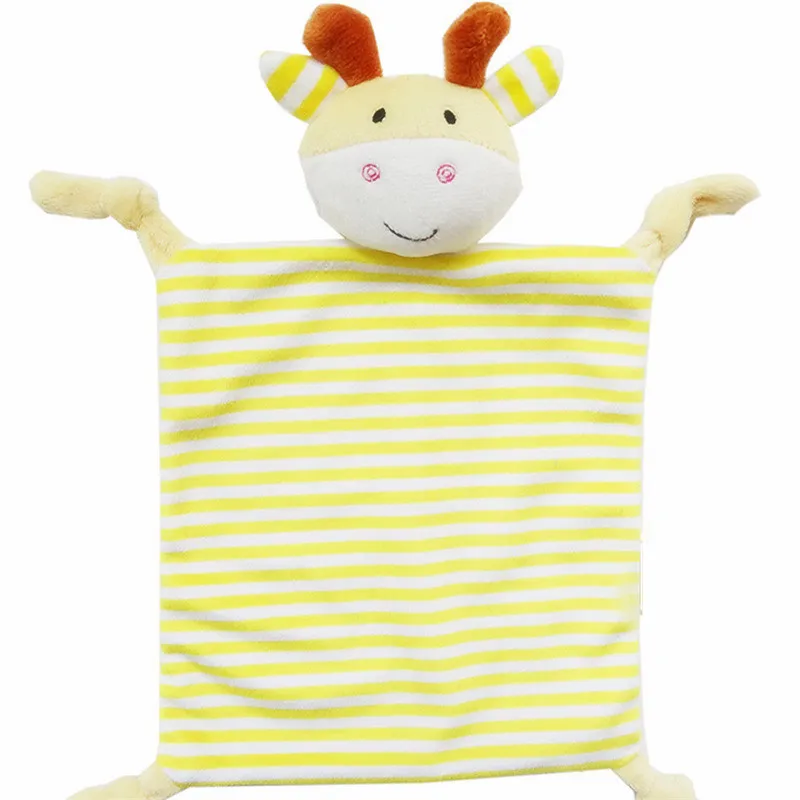 Newborn Toddler Kids Plush Towel Toy Cartoon Cat Rabbit Animal Rattle Toy Baby Sleeping Newborn Stuffed Dolls Comfort Towel