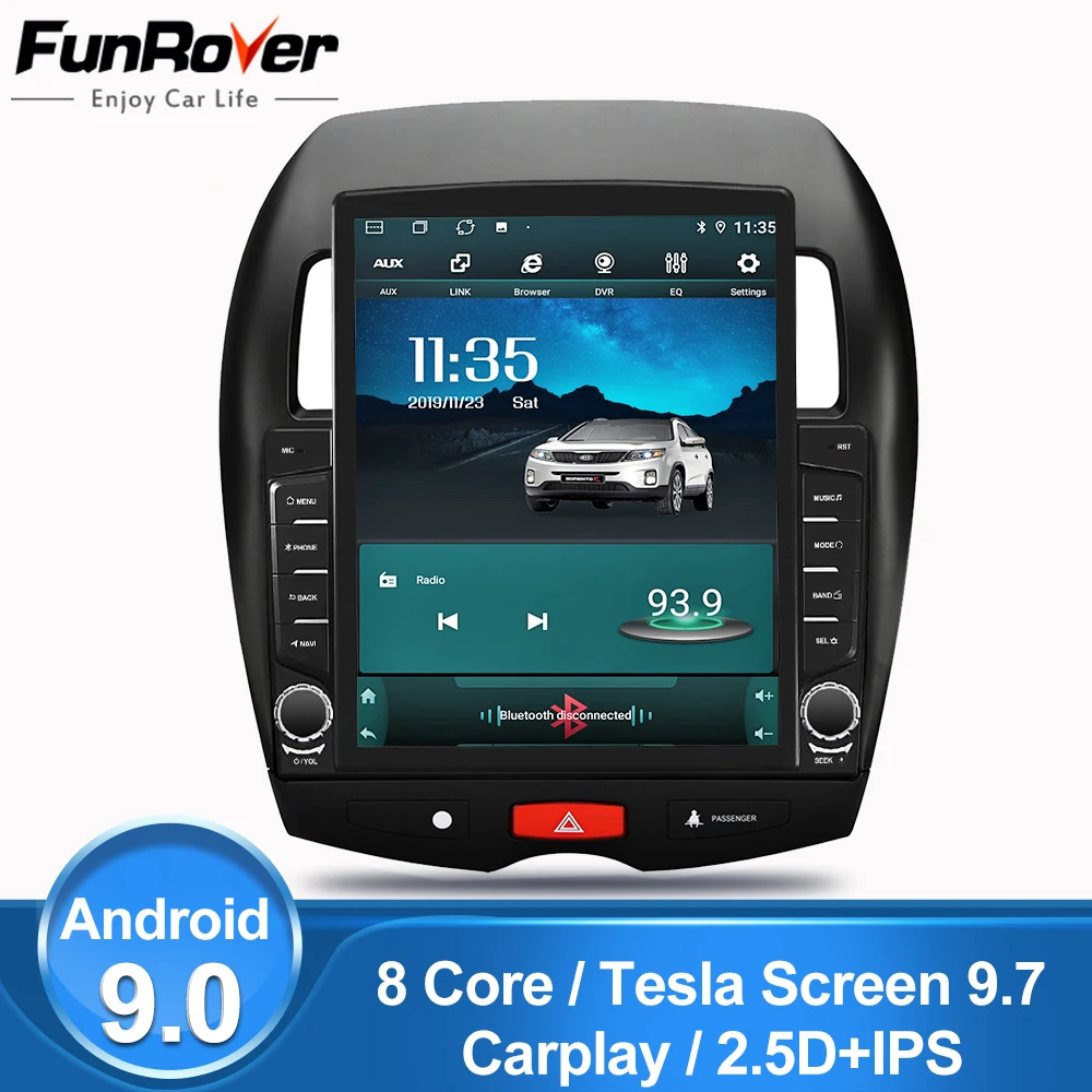 

FUNROVER Teslascreen 2din Car Radio Multimedia Player Navigation GPS For Mitsubishi ASX 2010-2018 Peugeot 4008 Citroen C4 stereo