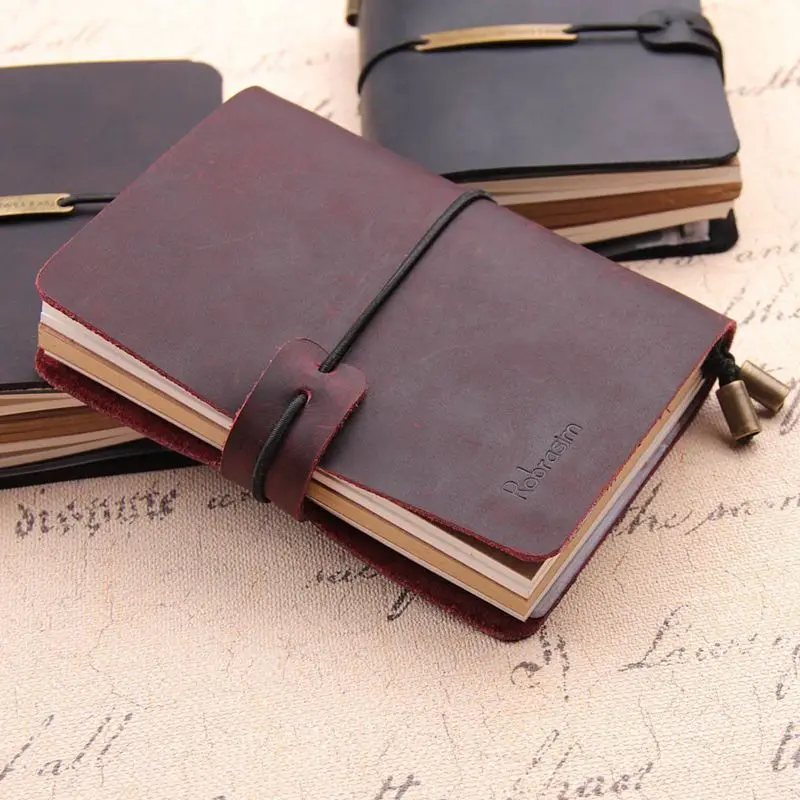 Handmade Traveler's Notebook, Leather Travel Journal Notebook for Men& Women, Perfect for Writing, Gifts, Travelers, 5.2 x 4 In