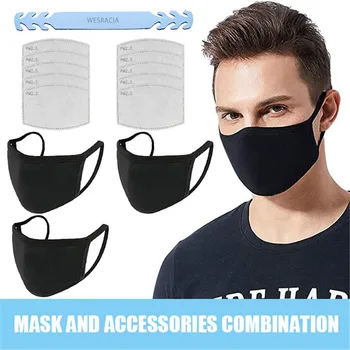 

Solid Color Black Cloth Face Mask Breathable Face Shield Windproof Face Shield Mouth Mask Washable Reusable mascarillas