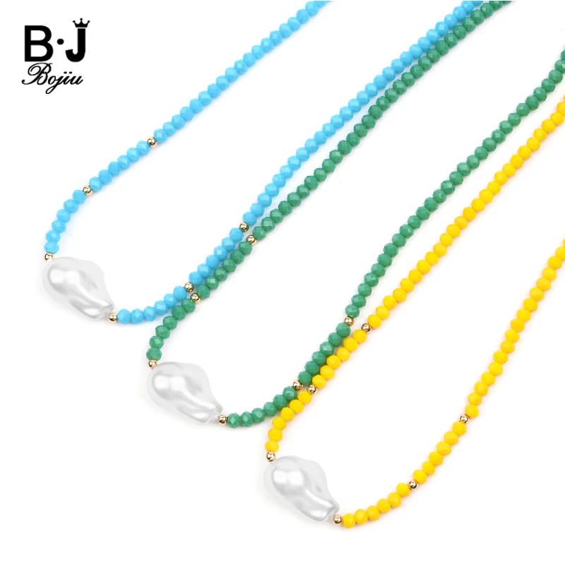 Модные эффектные Чокеры ожерелье s для женщин Boho Имитация Большой барокко резиновая жемчужина Cut ожерелье, украшенное кристаллами ювелирные изделия NKS250