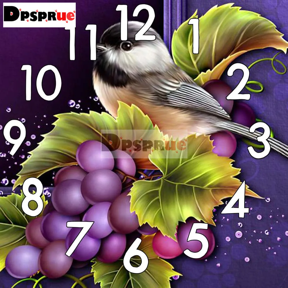

Dpsprue полный квадрат/круглый 5D алмазная живопись набор с часами крестиком Алмазная вышивка Мозаика Цветок Птица Подарок DC014