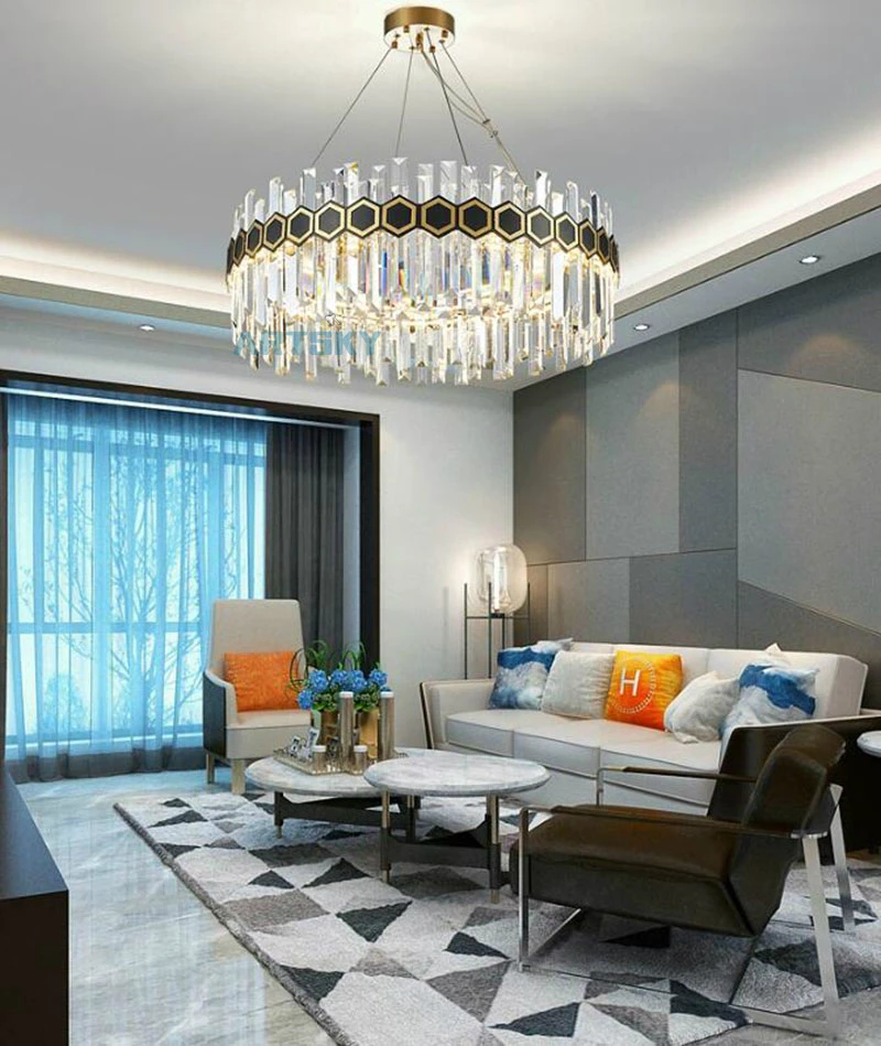 Modern Round Crystal Chandelier Lighting For Dining Room Bedroom LED Kitchen Light Luxury living room Chandeliers Fixtures