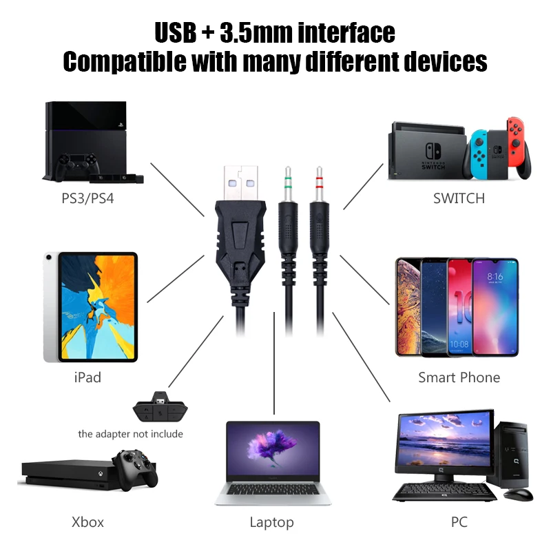 Gaming Headphones 7 1 Virtual Wired Headset 4D Stereo RGB Light Game Earphones with Microphone for Xbox One Computer PS4 Gamer