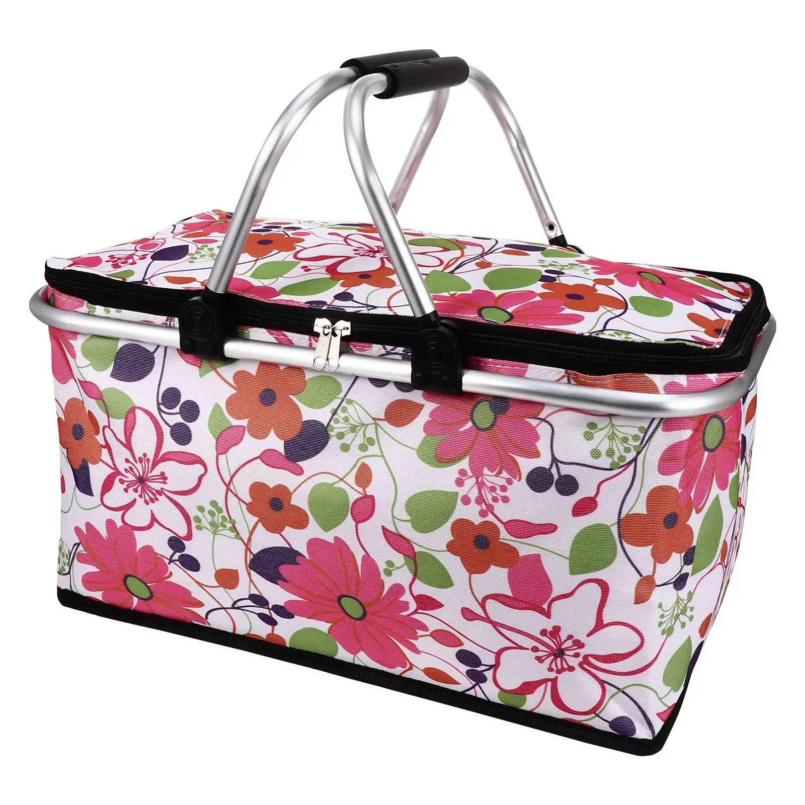 1pc Large Capacity Lunch Basket Collapsible Insulated Picnic Bag