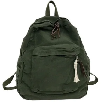 

Vintage Washed Canvas Backpack Harajuku Couple Backpack College Student Outdoor Travel Bag Green
