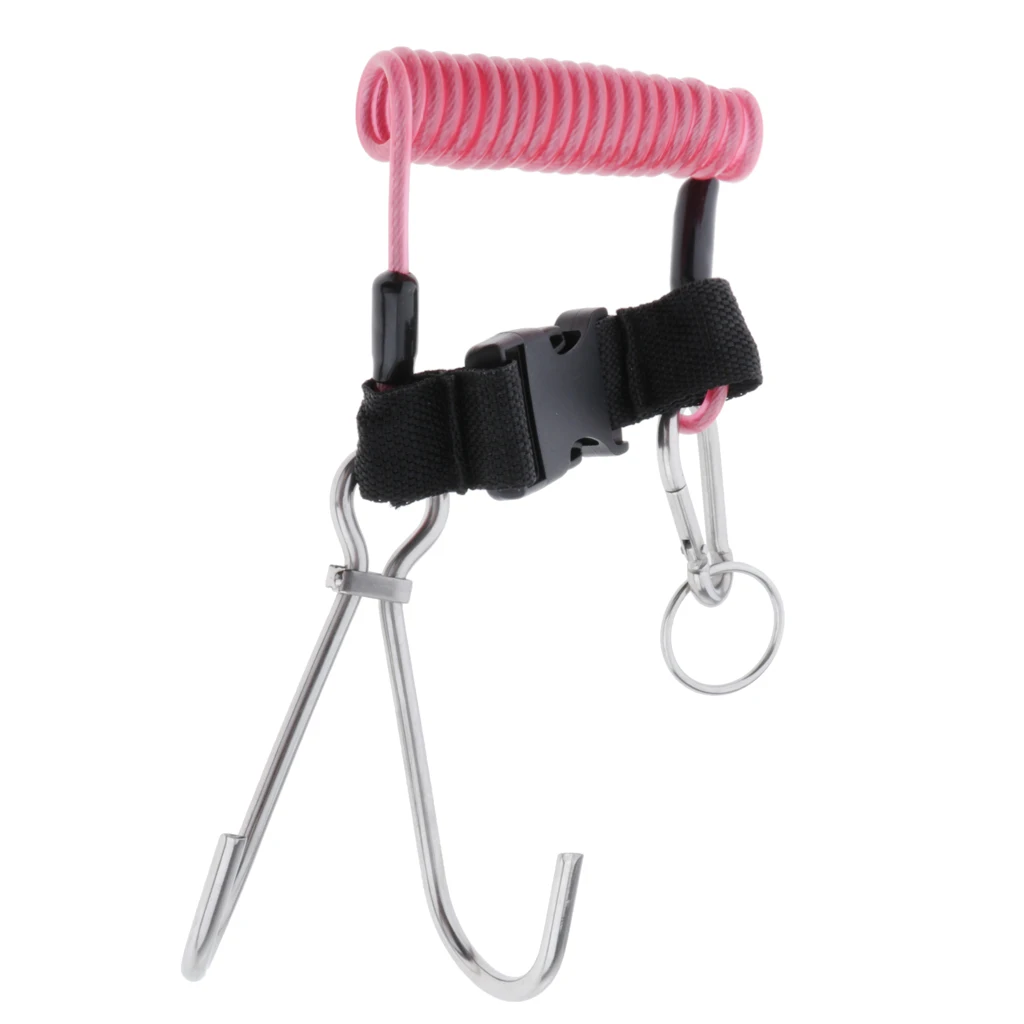 Durable Diving Reef Hook Coil Lanyard Cave Dive Snorkeling Clip Safety Gear Safety Accessories Equipment