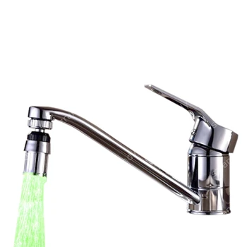 

Drop shipping Factory direct sale Single Green color kitchen faucet with light with adaptors