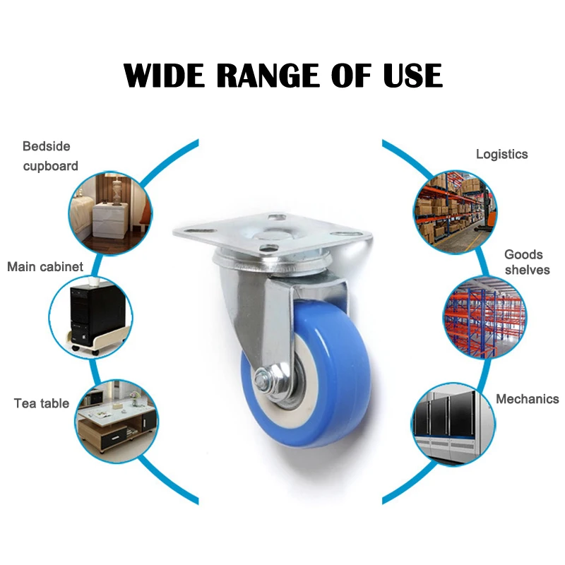 PVC Casters 4pcs Casters Heavy Duty 2 Inch Pneumatic Caster Wheels No Noise Wheels Top Plate J8#3