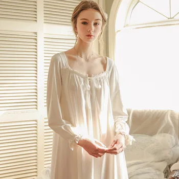

Maternity Nightgown Sleepwear Women Spring Autumn Long Sleeve Pregnant Nightdress Loose Women Princess Nightgown